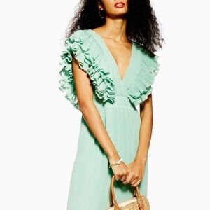 💚Long Mint Green Ruffle Dress